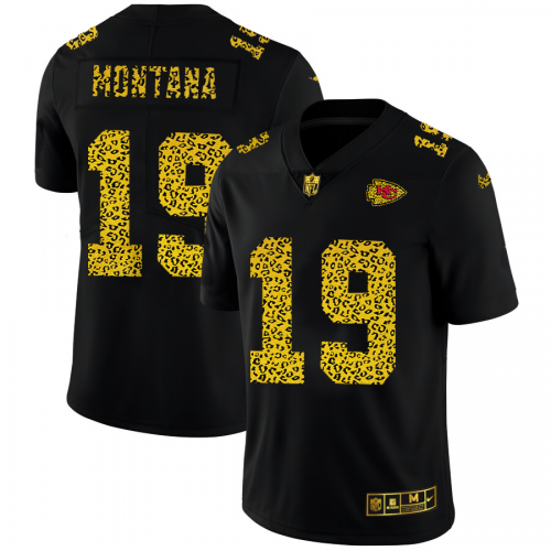 Kansas City Kansas City Chiefs #19 Joe Montana Men's Leopard Print Fashion Vapor Limited Jersey Black Men's