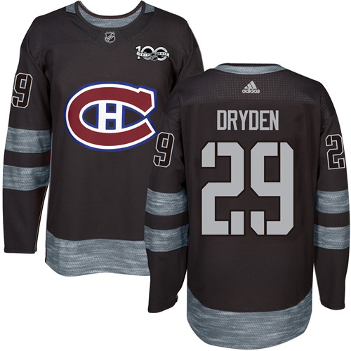 Adidas Montreal Canadiens #29 Ken Dryden Black 1917-2017 100th Anniversary Stitched Jersey Men's