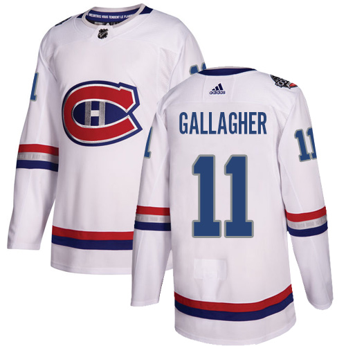 Adidas Montreal Canadiens #11 Brendan Gallagher White Authentic 2017 100 Classic Stitched Jersey Men's