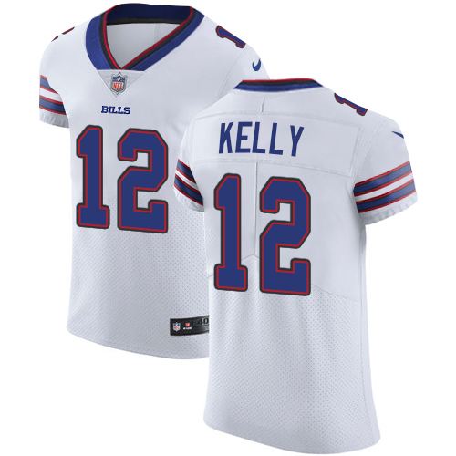 Bills #12 Jim Kelly White Men's Stitched Vapor Untouchable Elite Jersey