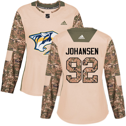Adidas Nashville Predators #92 Ryan Johansen Camo Authentic 2017 Veterans Day Women's Stitched Jersey Womens
