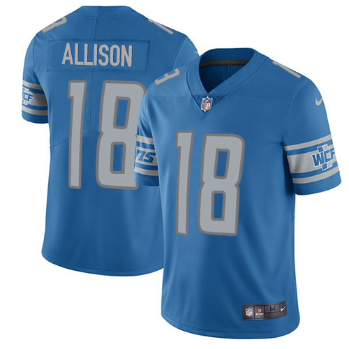 Detroit Lions #18 Geronimo Allison Blue Team Color Men's Stitched Vapor Untouchable Limited Jersey Men's
