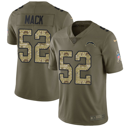 Chargers #52 Khalil Mack Olive/Camo Men's Stitched Limited 2017 Salute To Service Jersey