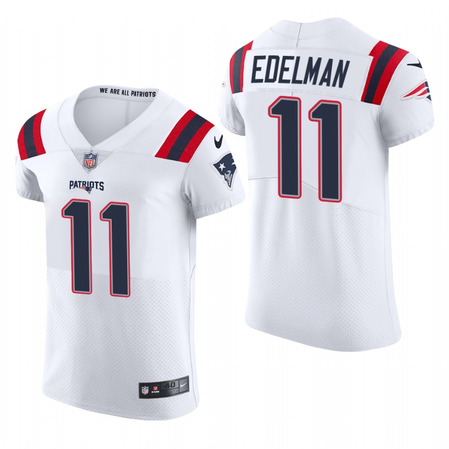 New England Patriots #11 Julian Edelman Men's White Team Color Men's Stitched 2020 Vapor Untouchable Elite Jersey