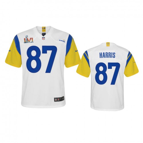 Los Angeles Los Angeles Rams #87 Jacob Harris Youth Super Bowl LVI Patch Alternate Game Jersey - White Youth