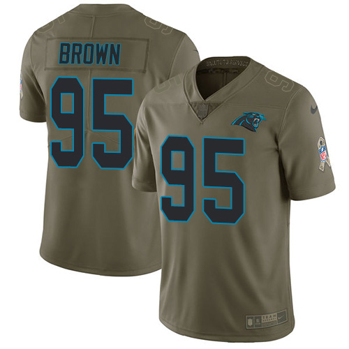 Carolina Panthers #95 Derrick Brown Olive Youth Stitched Limited 2017 Salute To Service Jersey Youth