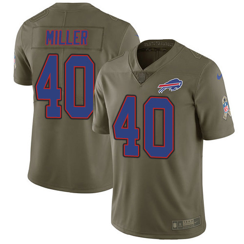Bills #40 Von Miller Olive Youth Stitched Limited 2017 Salute To Service Jersey