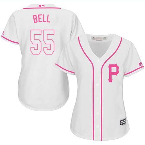 Pittsburgh Pirates #55 Josh Bell White/Pink Fashion Women's Stitched Jersey Womens