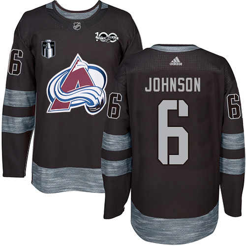 Adidas Colorado Avalanche #6 Erik Johnson Black Youth 2022 Stanley Cup Final Patch 100th Anniversary Stitched Jersey Youth