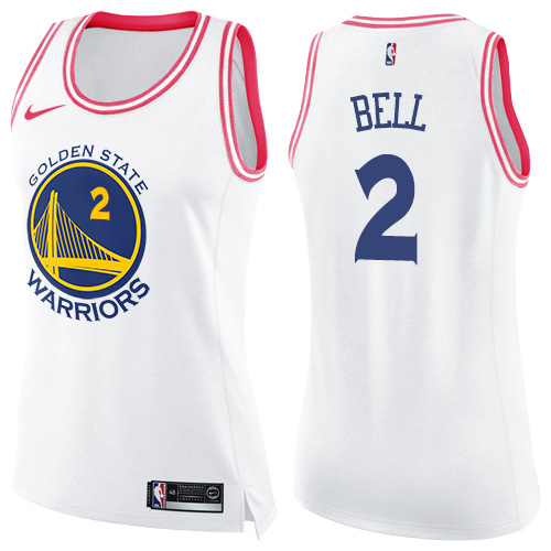 Golden State Warriors #2 Jordan Bell White/Pink Womens Swingman Fashion Jersey Womens