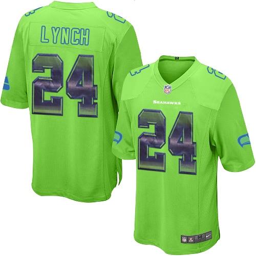 Seattle Seahawks #24 Marshawn Lynch Green Alternate Men's Stitched Limited Strobe Jersey Men's