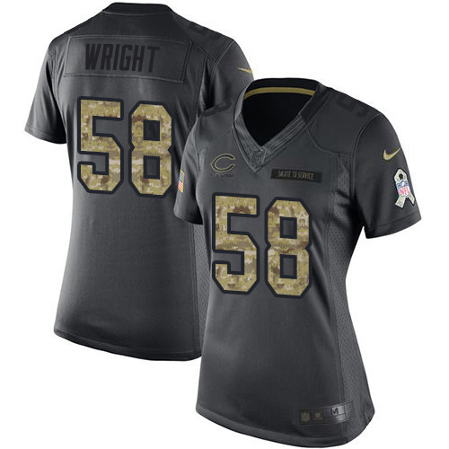 Bears #58 Darnell Wright Black Women's Stitched Limited 2016 Salute To Service Jersey