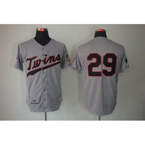 Mitchell And Ness 1969 Minnesota Twins #29 Rod Carew Grey Throwback Stitched Jersey Men's