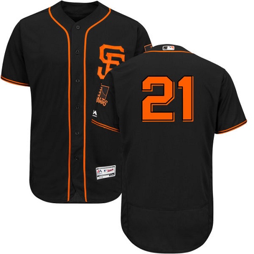San Francisco Giants #21 Deion Sanders Black Flexbase Authentic Collection Alternate Stitched Jersey Men's