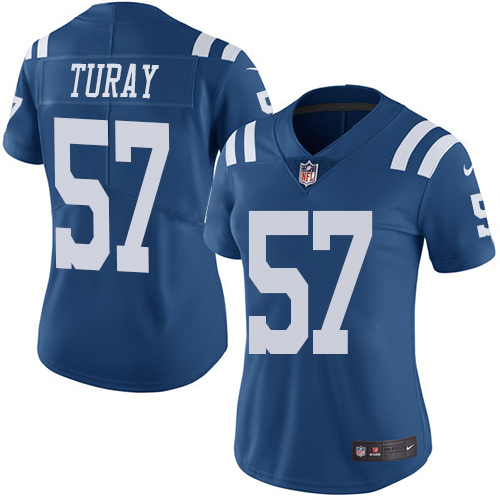 Indianapolis Colts #57 Kemoko Turay Royal Blue Women's Stitched Limited Rush Jersey Womens