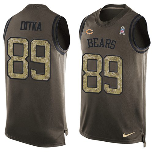 Bears #89 Mike Ditka Green Men's Stitched Limited Salute To Service Tank Top Jersey