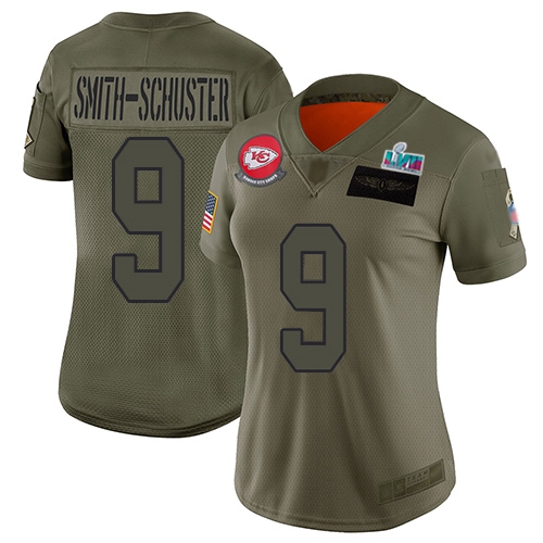 Chiefs #9 JuJu Smith-Schuster Camo Super Bowl LVII Patch Women's Stitched Limited 2019 Salute To Service Jersey