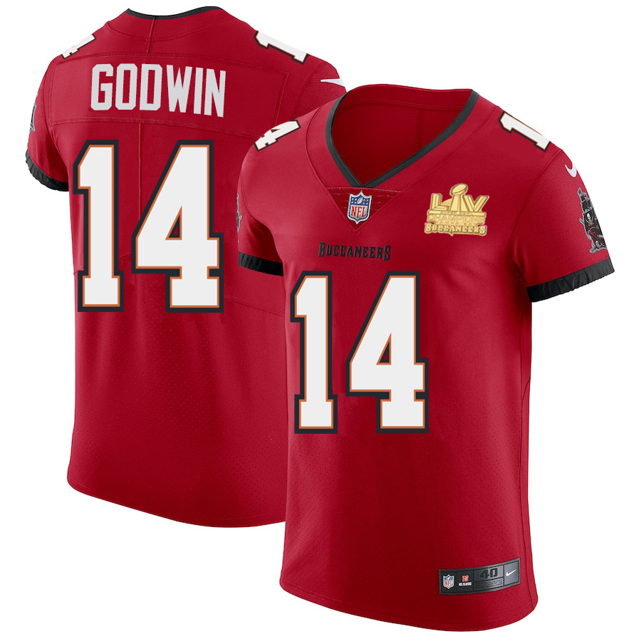 Tampa Bay Buccaneers #14 Chris Godwin Men's Super Bowl LV Champions Patch Red Vapor Elite Jersey