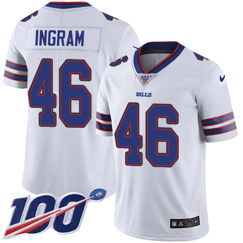 Bills #46 Ja'Marcus Ingram White Men's Stitched 100th Season Vapor Limited Jersey