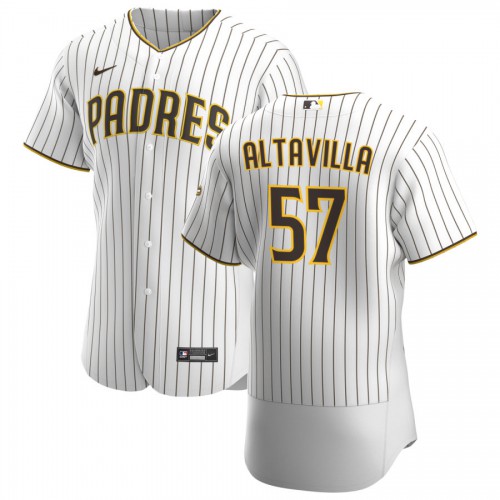San Diego San Diego Padres #57 Dan Altavilla Men's White Brown Home 2020 Authentic Player Jersey Men's