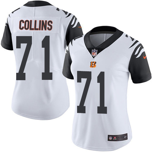 Bengals #71 La'el Collins White Women's Stitched Limited Rush Jersey