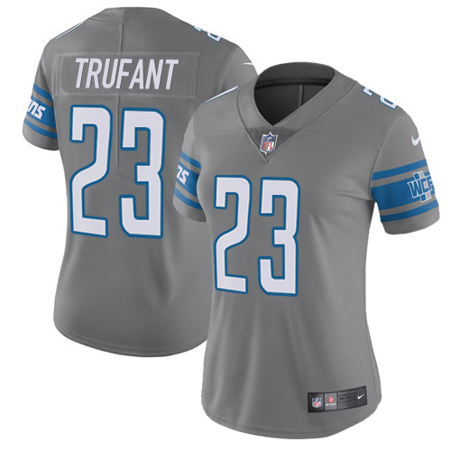 Detroit Lions #23 Desmond Trufant Gray Women's Stitched Limited Rush Jersey Womens