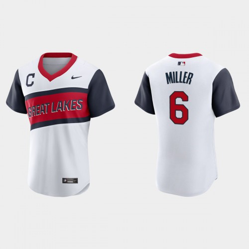 Cleveland Guardians #6 Owen Miller Men's White 2021 Little League Class Authentic Jersey Men's