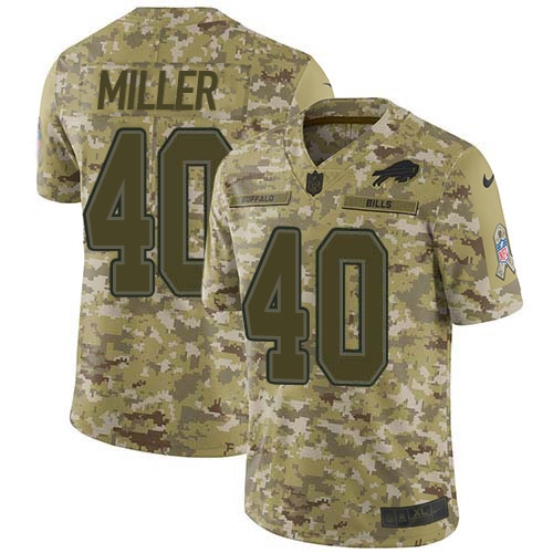 Bills #40 Von Miller Camo Men's Stitched Limited 2018 Salute To Service Jersey