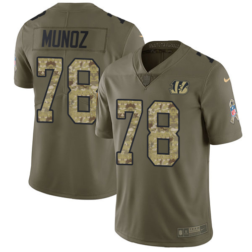Cincinnati Bengals #78 Anthony Munoz Olive/Camo Men's Stitched Limited 2017 Salute To Service Jersey Men's