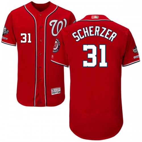 Washington Nationals #31 Max Scherzer Red Flexbase Authentic Collection 2019 World Series Champions Stitched Jersey Men's