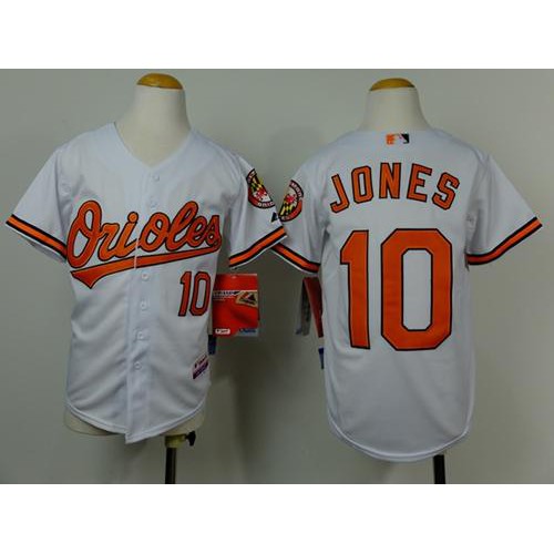 Baltimore Orioles #10 Adam Jones White Cool Base Stitched Youth Jersey Youth