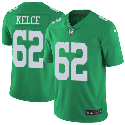 Eagles #62 Jason Kelce Green Youth Stitched Limited Rush Jersey