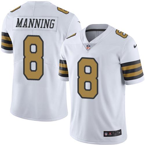 New Orleans Saints #8 Archie Manning White Men's Stitched Limited Rush Jersey Men's