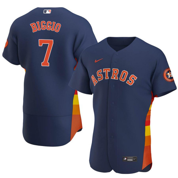 Men's Houston Astros 7 Authentic Navy Alternate 2020 Craig Biggio Jersey