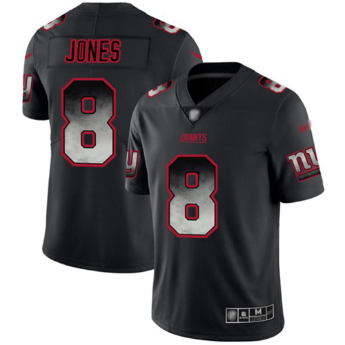 Giants #8 Daniel Jones Black Men's Stitched Vapor Untouchable Limited Smoke Fashion Jersey