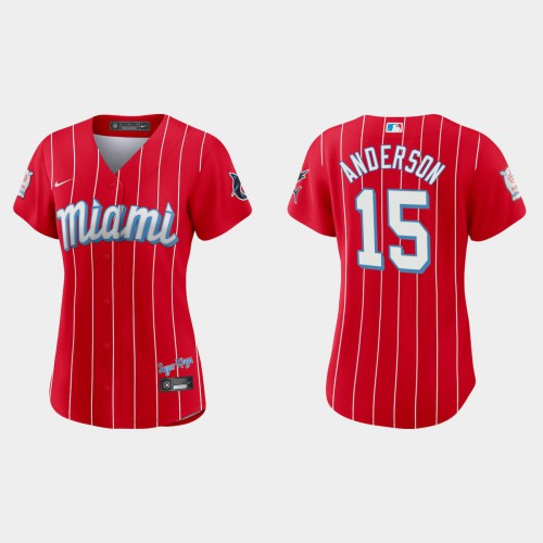 Miami Miami Marlins #15 Brian Anderson Women's 2021 City Connect Authentic Jersey Red Womens