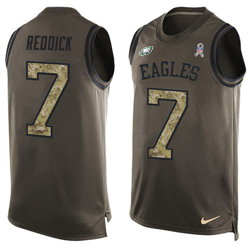 Eagles #7 Haason Reddick Green Men's Stitched Limited Salute To Service Tank Top Jersey