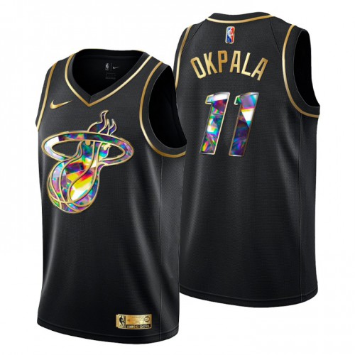 Miami Miami Heat #11 KZ Okpala Mens Golden Edition Diamond Logo 2021/22 Swingman Jersey - Black Mens