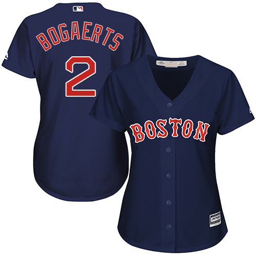 Boston Red Sox #2 Xander Bogaerts Navy Blue Alternate Women's Stitched Jersey Womens