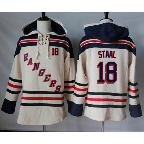 New York Rangers #18 Marc Staal Cream Sawyer Hooded Sweatshirt Stitched Jersey Men's