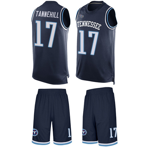 Titans #17 Ryan Tannehill Navy Blue Team Color Men's Stitched Limited Tank Top Suit Jersey