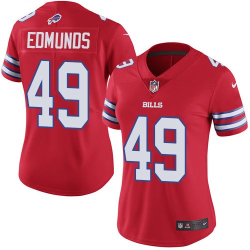 Bills #49 Tremaine Edmunds Red Women's Stitched Limited Rush Jersey