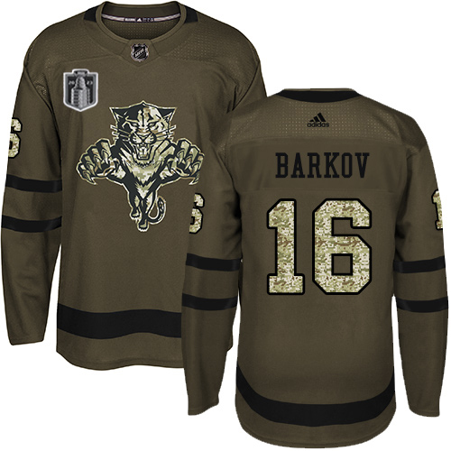 Adidas Lightning #16 Aleksander Barkov Green 2023 Stanley Cup Final Patch 2023 Stanley Cup Final Patch Salute To Service Stitched Jersey