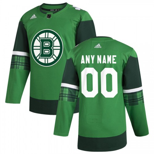 Boston Bruins Men's Adidas 2020 St. Patrick's Day Custom Stitched Jersey Green