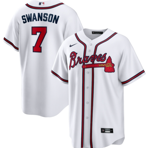 Men's Youth Women's Atlanta Braves #7 Dansby Swanson Cool Base Home Jersey - White