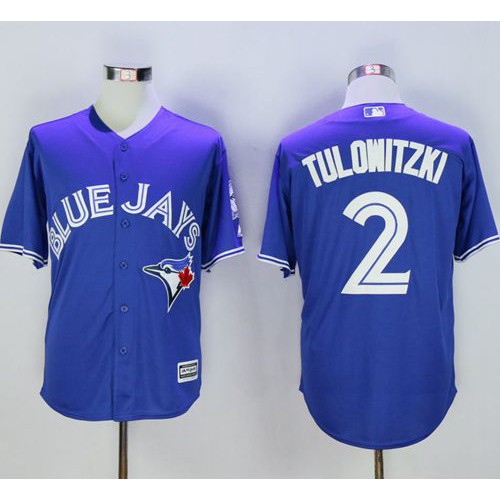Toronto Blue Jays #2 Troy Tulowitzki Blue New Cool Base 40th Anniversary Stitched Jersey Men's