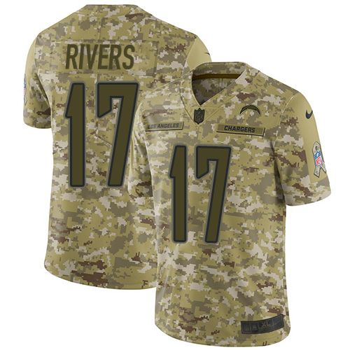 Los Angeles Chargers #17 Philip Rivers Camo Men's Stitched Limited 2018 Salute To Service Jersey Men's