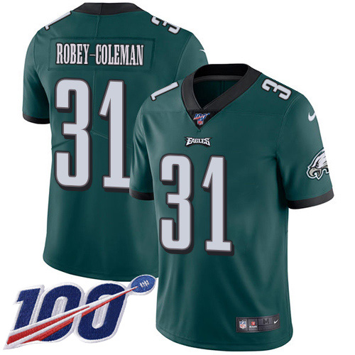 Philadelphia Eagles #31 Nickell Robey-Coleman Green Team Color Men's Stitched 100th Season Vapor Untouchable Limited Jersey Men's