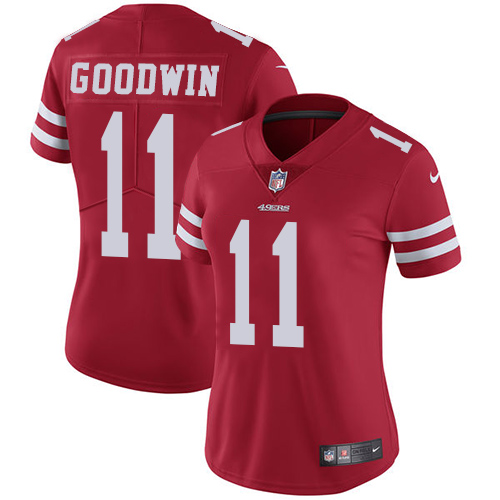 San Francisco 49ers #11 Marquise Goodwin Red Team Color Women's Stitched Vapor Untouchable Limited Jersey Womens