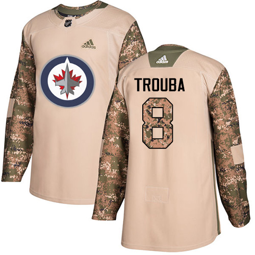 Adidas Winnipeg Jets #8 Jacob Trouba Camo Authentic 2017 Veterans Day Stitched Jersey Men's